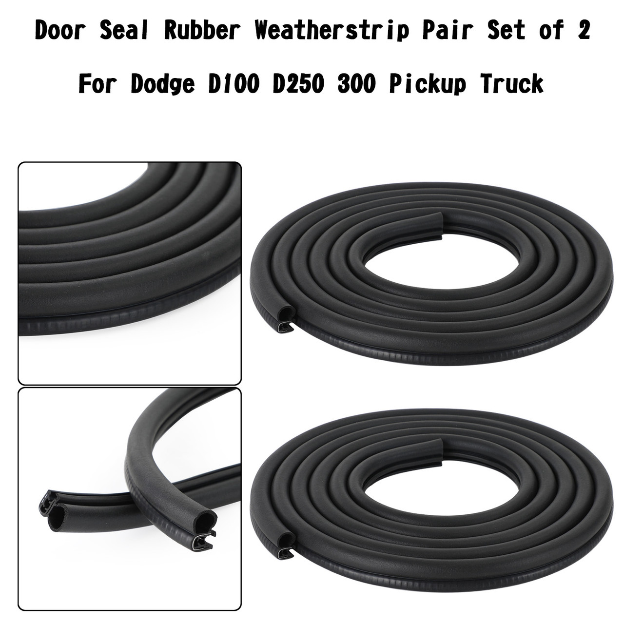 Door Seal Rubber Weatherstrip Pair Set of 2 For Dodge D100 D250 300 Pickup Truck