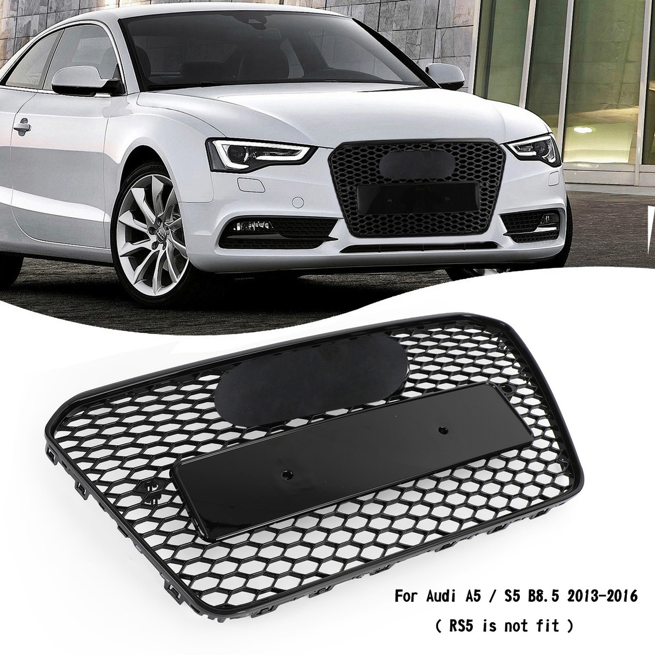 Rs5 Style Honeycomb Hex Mesh Front Bumper Grille Fit Audi A5 S5 B8 5