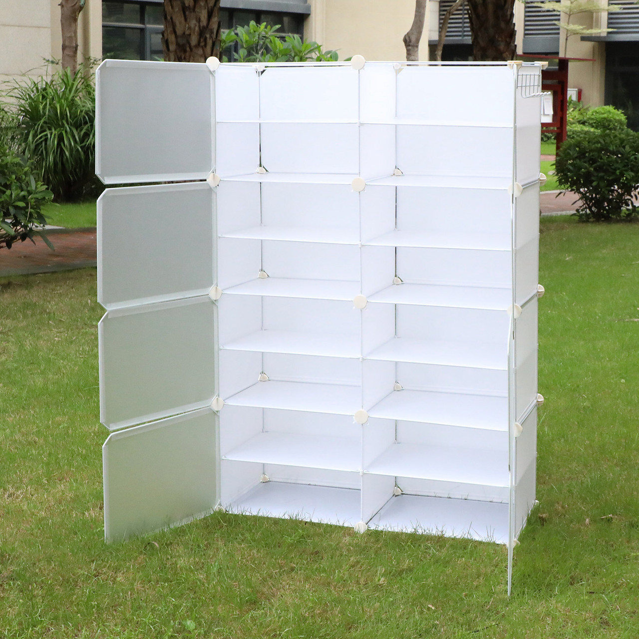 32 Pair Stackable Shoe Storage Cabinet Drawer Box Plastic Frame