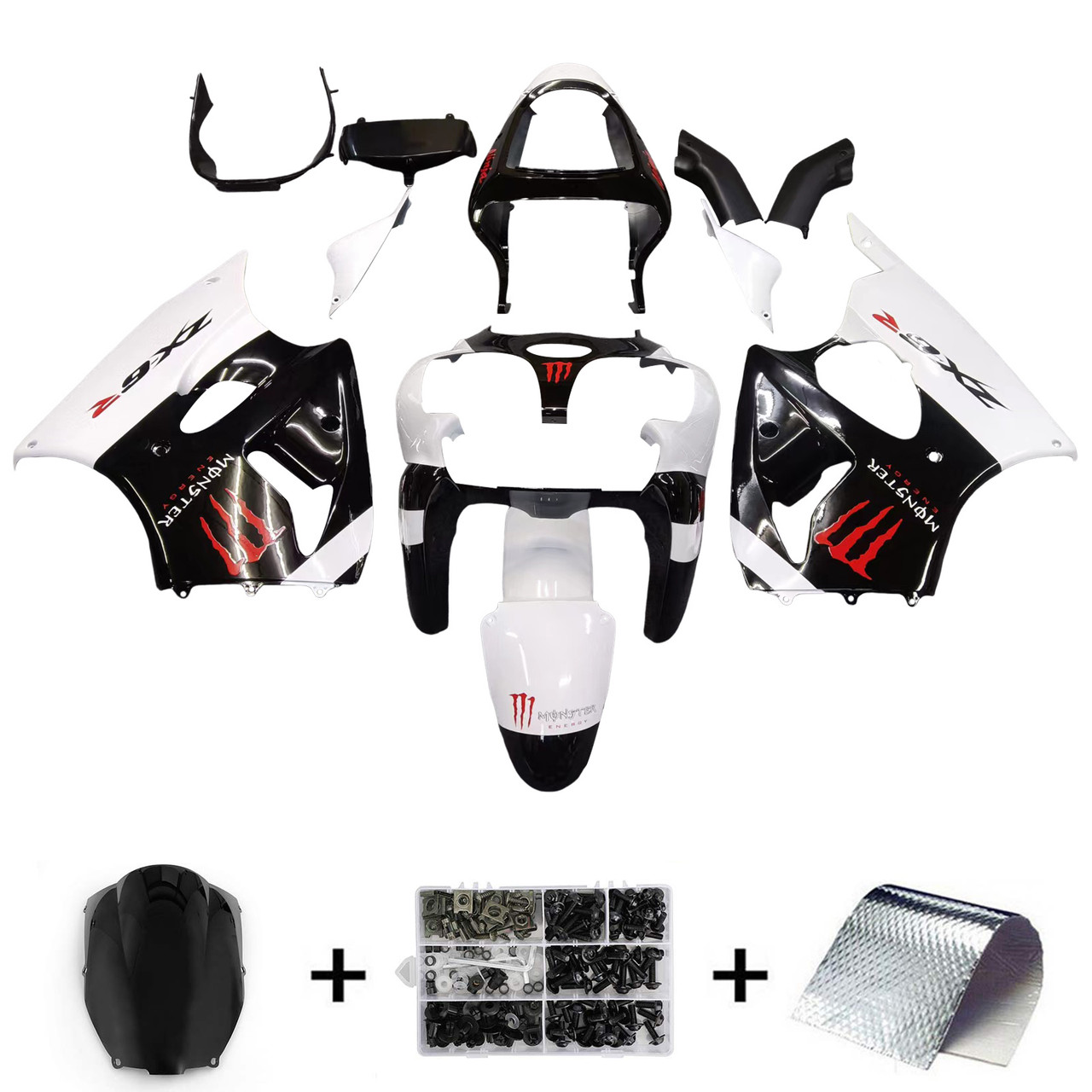 Kawasaki ZX6R 636 2000-2002 ZZR600 05-08 Amotopart Fairing Kit Generic #115