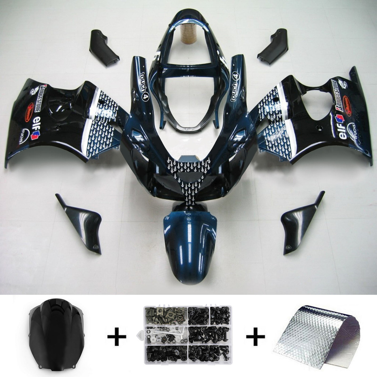 Kawasaki ZX6R 636 2000-2002 Amotopart Fairing Kit Generic #116