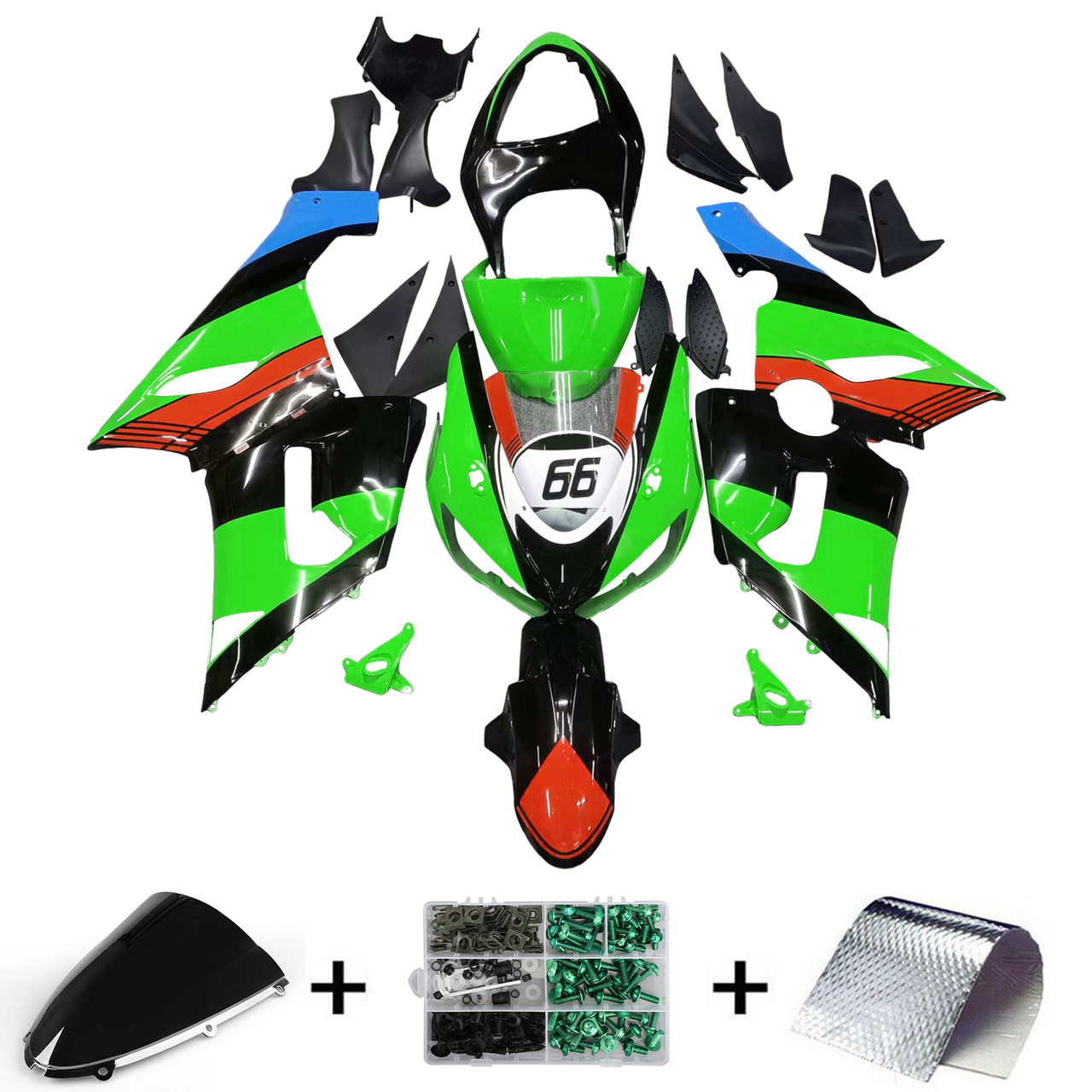 Kawasaki ZX6R 636 2005-2006 Amotopart Fairing Kit Generic #129