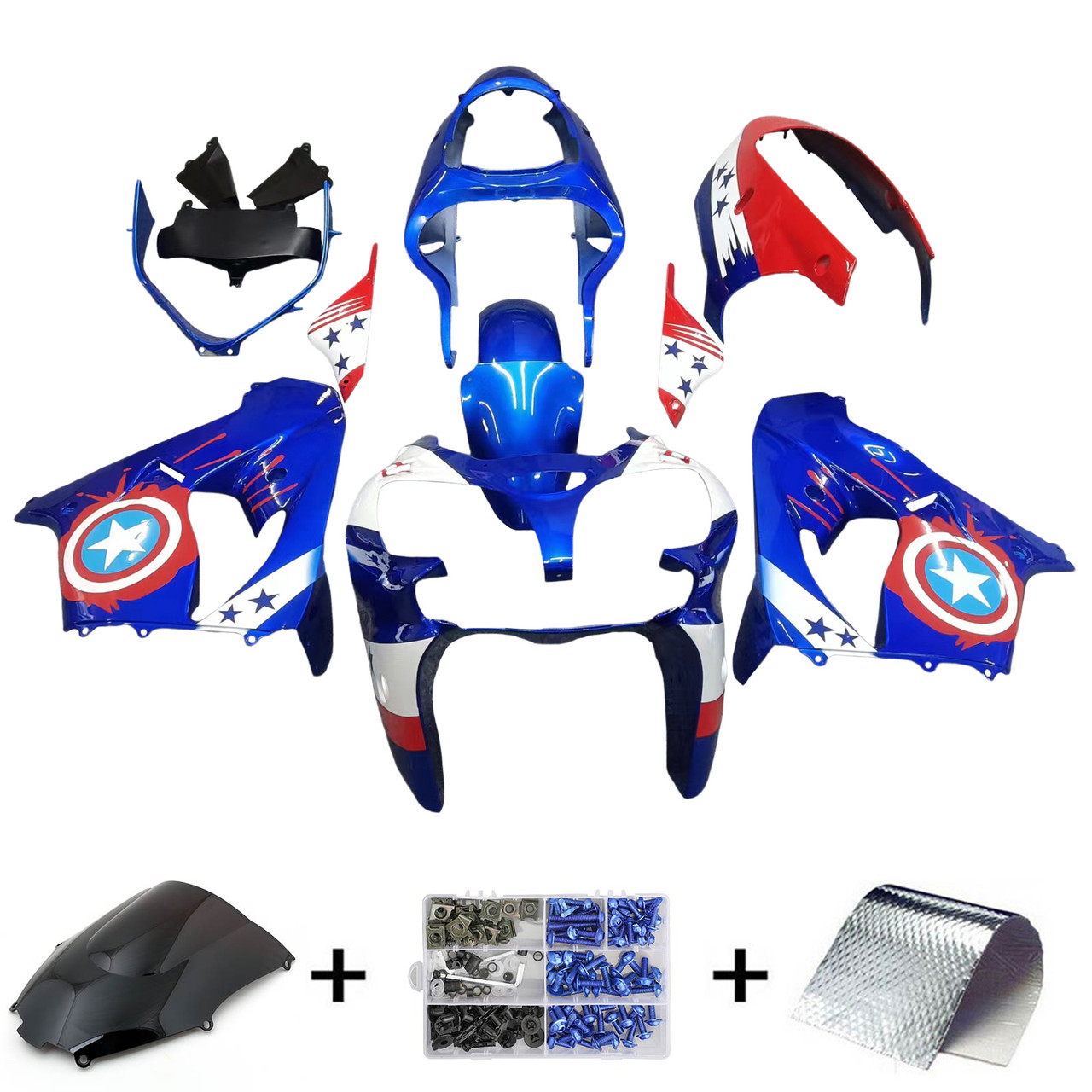 Kawasaki ZX9R 2000-2001 Amotopart Fairing Kit Generic #114 