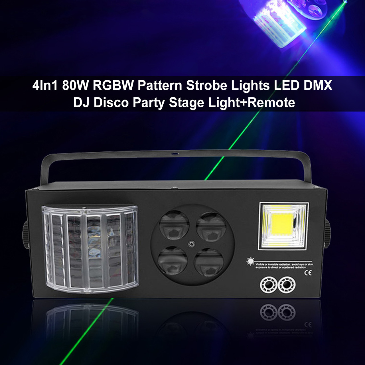 4In1 80W RGBW Pattern Strobe Lights LED DMX DJ Disco Party Stage Light+Remote