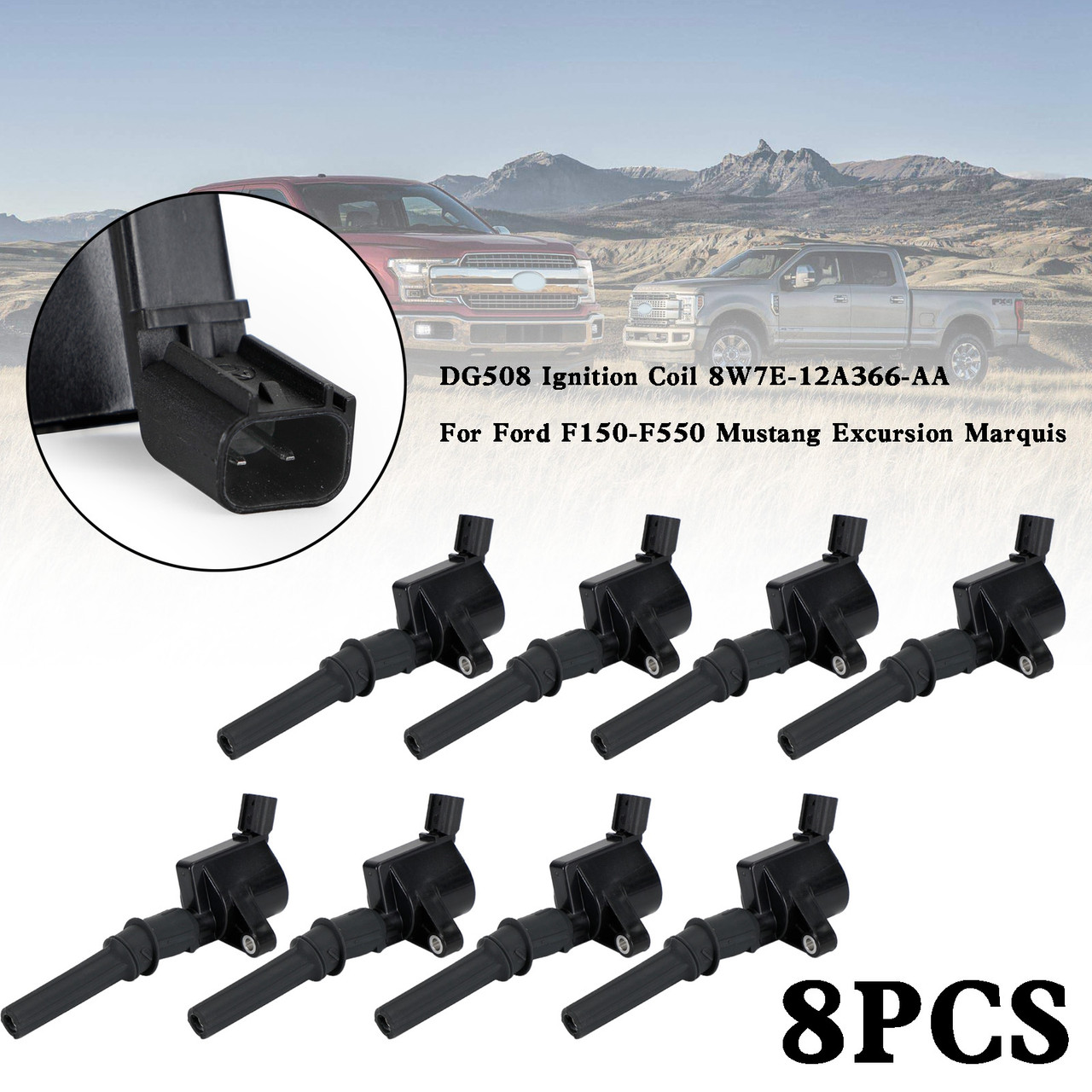 8x DG508 Ignition Coil 8W7E-12A366-AA For F150-F550 Mustang Excursion Marquis