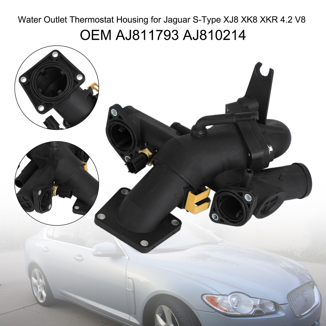 Water Outlet Thermostat Housing for Jaguar S-Type XJ8 XK8 XKR 4.2