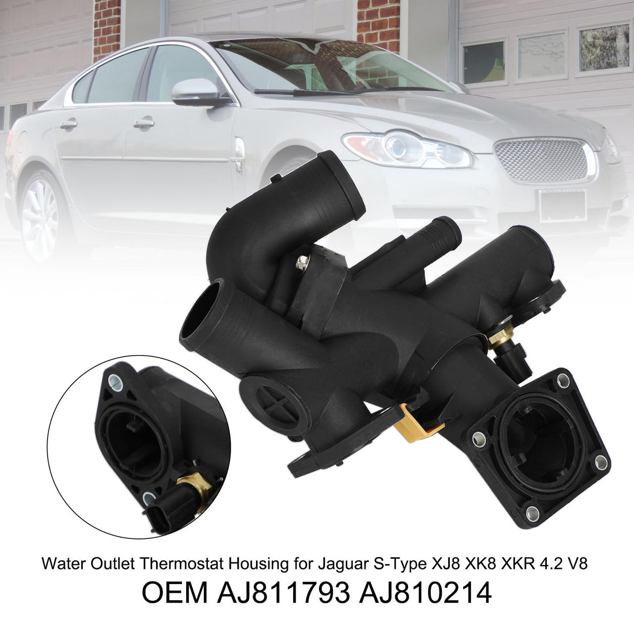 Water Outlet Thermostat Housing for Jaguar S-Type XJ8 XK8 XKR 4.2