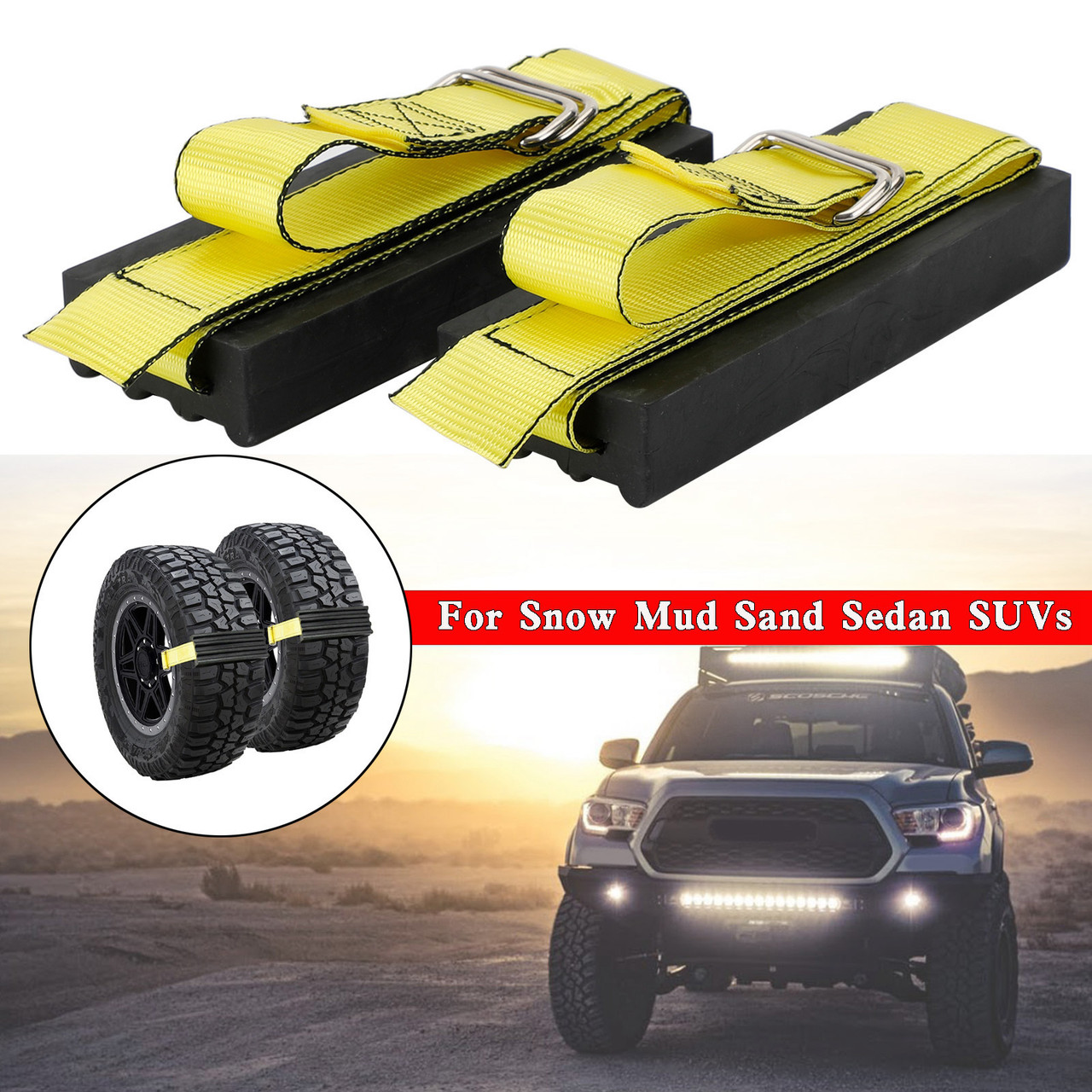 2PCS Tire Recovery Tracks Traction Chain For Snow Mud Sand Sedan SUVs