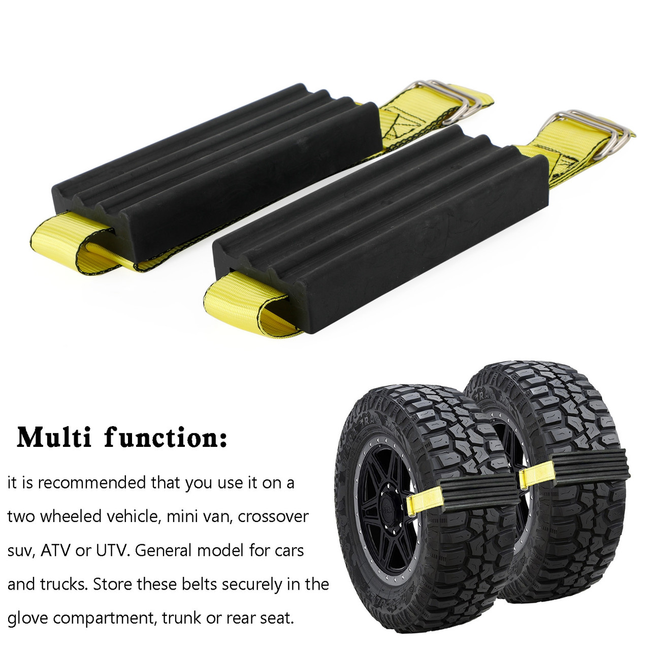 2PCS Tire Recovery Tracks Traction Chain For Snow Mud Sand Sedan SUVs