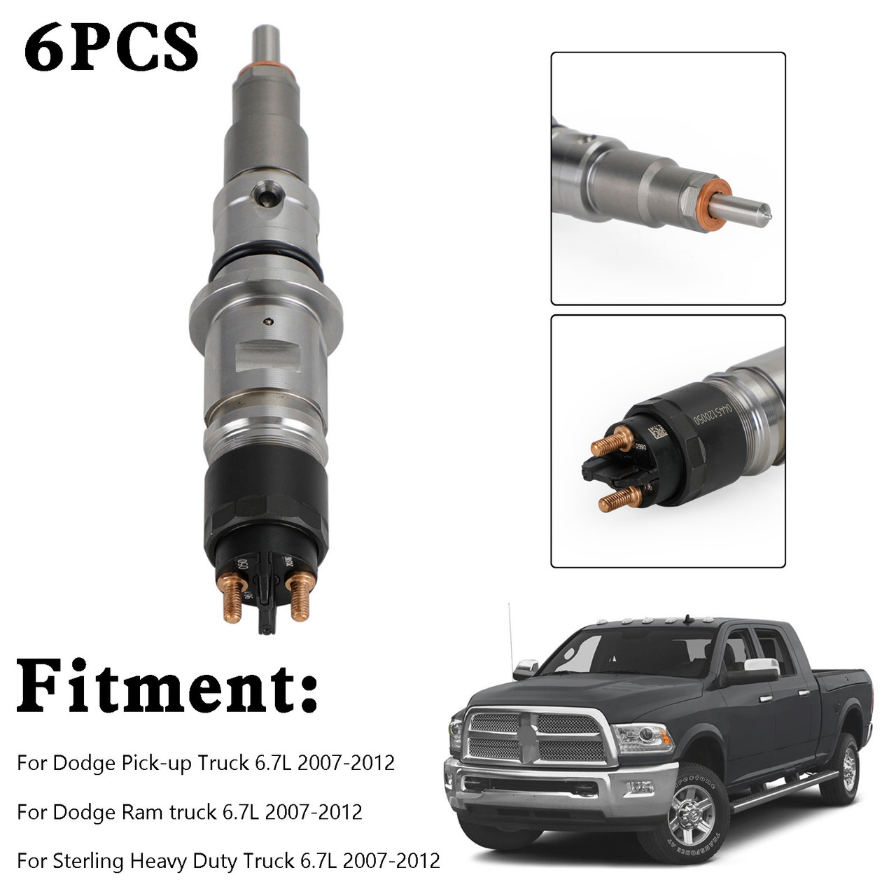 6PCS Common Rail Diesel Fuel Injector fit Dodge Cummins 6.7L Ram Truck 2007-2012