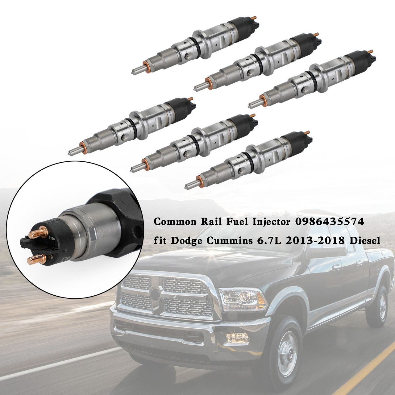 6pcs 13-18 Dodge Cummins 6.7L Common Rail Fuel Injector 0986435574