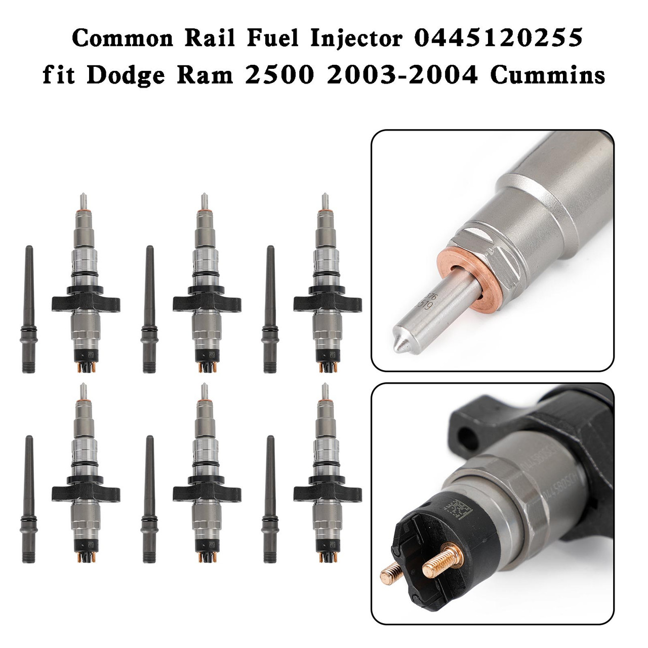 6PCS Common Rail Fuel Injector 0445120255 fit Dodge Ram 2500 2003-2004 Cummins