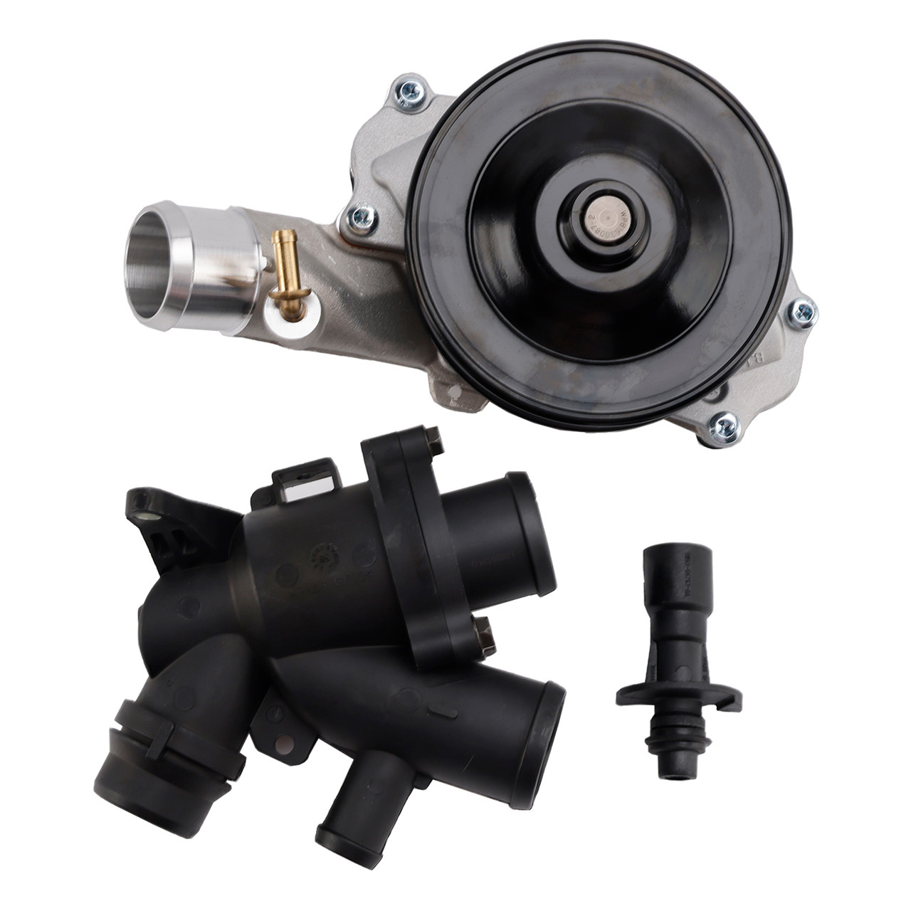 Water Pump w/ Bolts Gaskets Connector + Thermostat Kit for Jaguar Land Rover V8