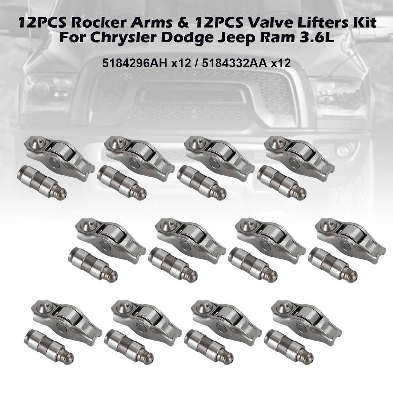 12PCS Rocker Arms & 12PCS Valve Lifters Kit For Chrysler Dodge Jeep Ram 3.6L