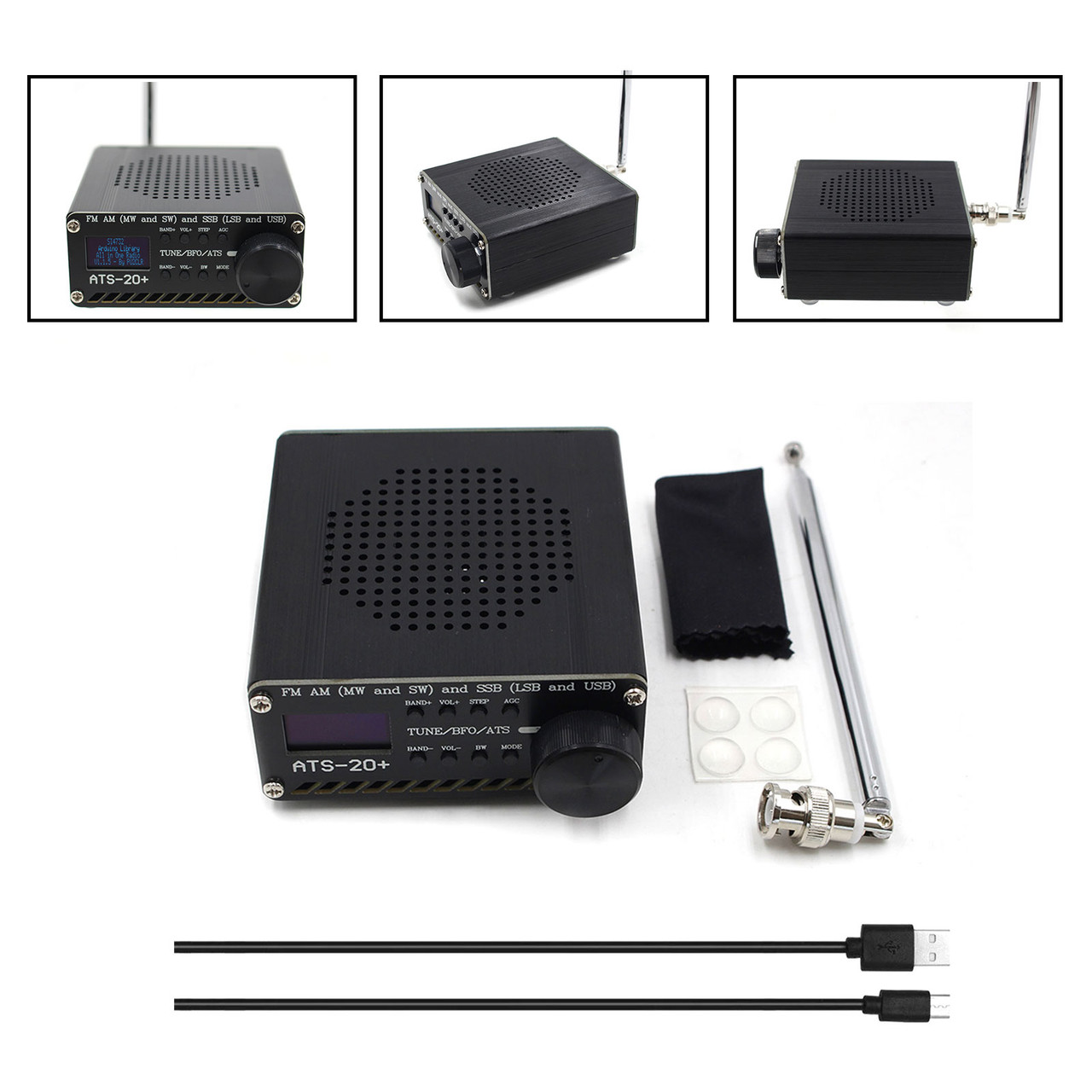 ATS-20+ Plus V2 SI4732 SDR Radio Receiver With OLED Display FM AM SW Ssb Usb Rechargeable