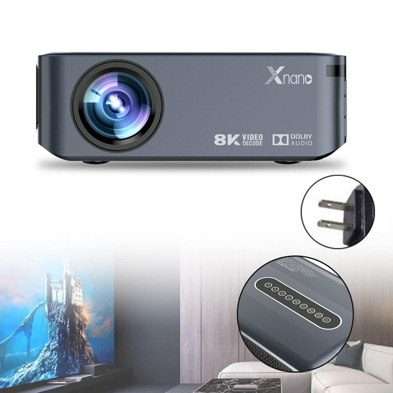 US VERSION Ultra HD 8K Decoding Projection 1080p Android Movie Projector Home Phone Laptops