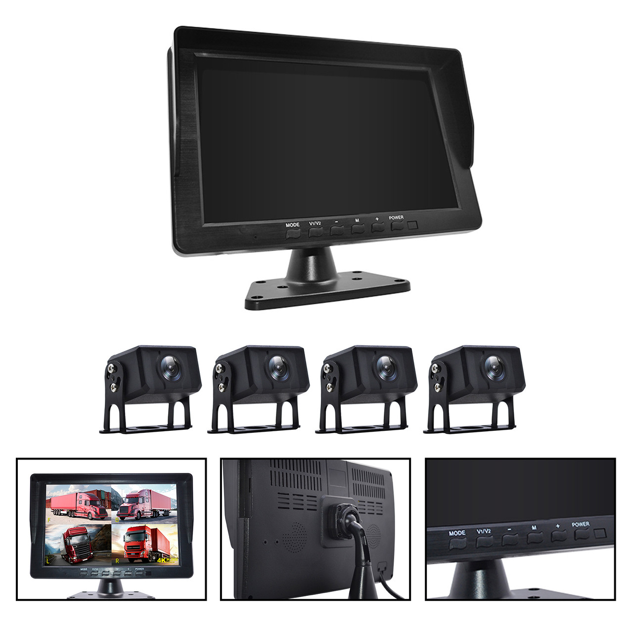 10.1" Monitor DVR Driving Video Recorder for RV Truck Bus + 4 Backup Camera