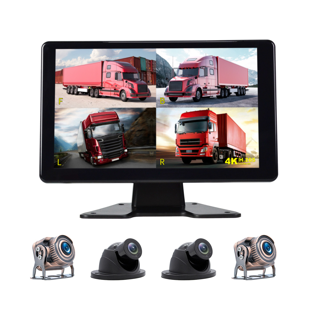 9" Monitor DVR Driving Video Recorder Touch Screen for RV Truck Bus + 4 Camera