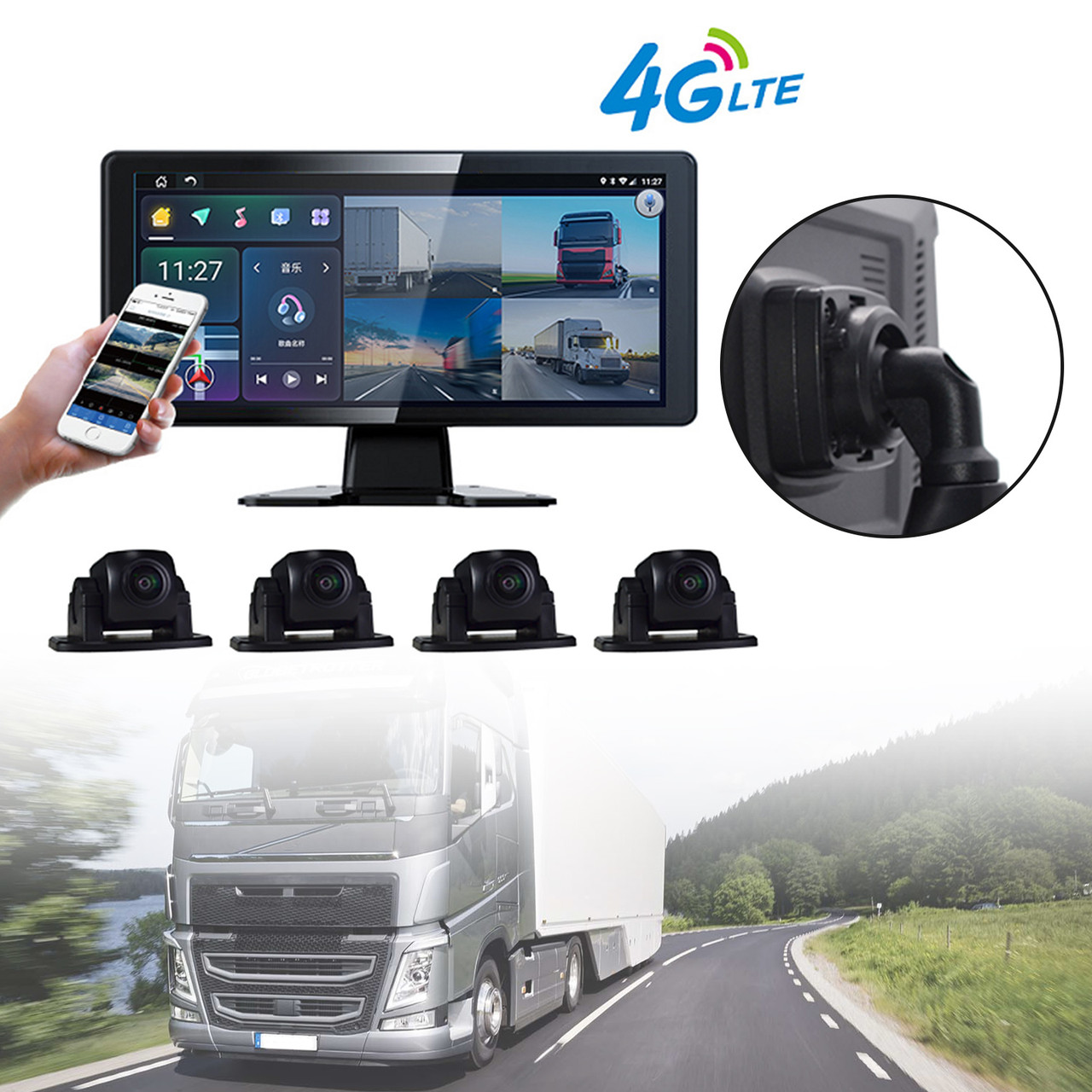 10.36" Monitor DVR Driving Video Recorder Touch Screen GPS AI for RV Truck Bus