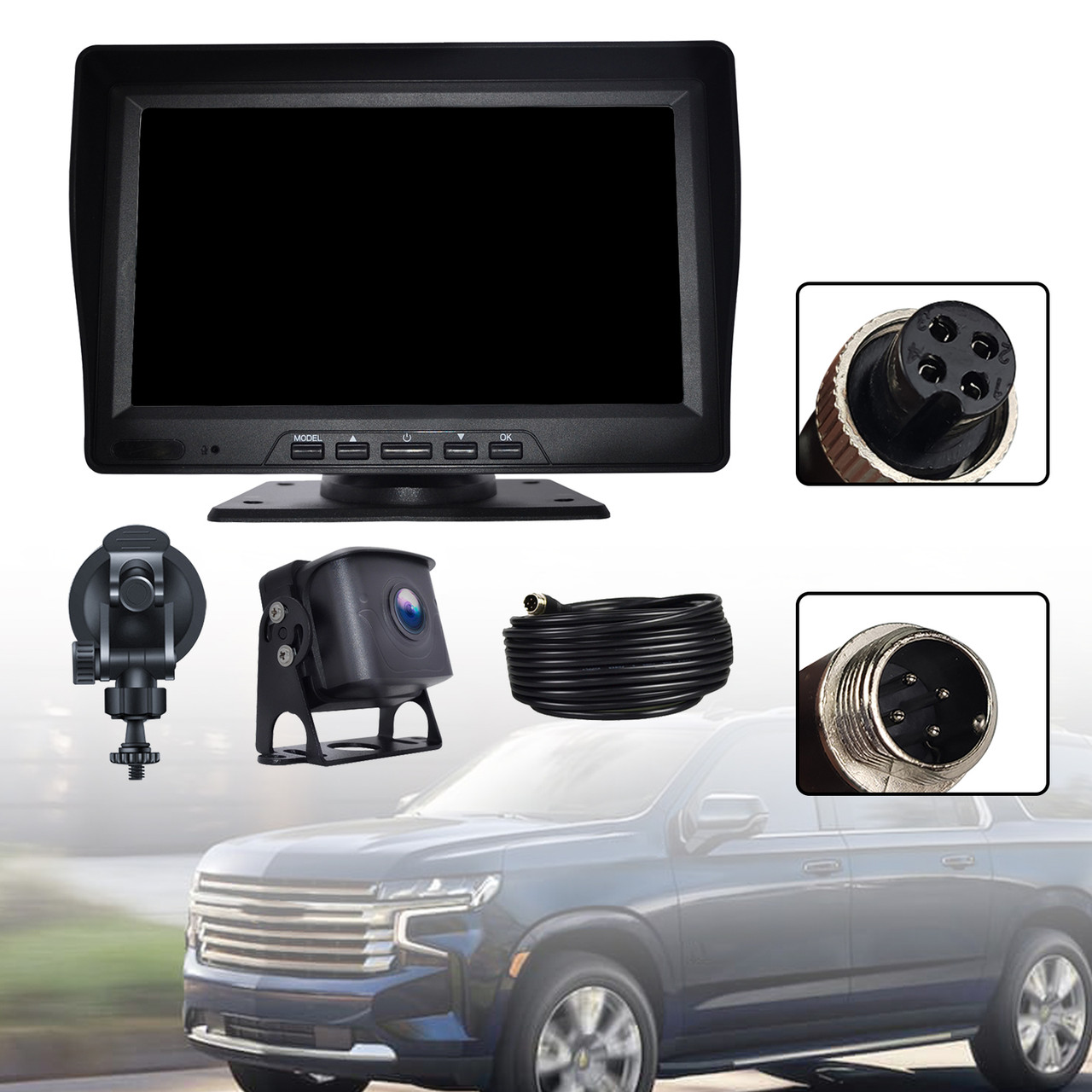 7" Monitor DVR Driving Video Recorder with Car Charger for RV Truck Bus Camera