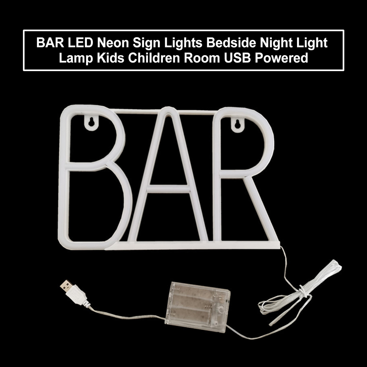 BAR LED Neon Sign Lights Bedside Night Light Lamp Kids Children Room USB Powered Pink