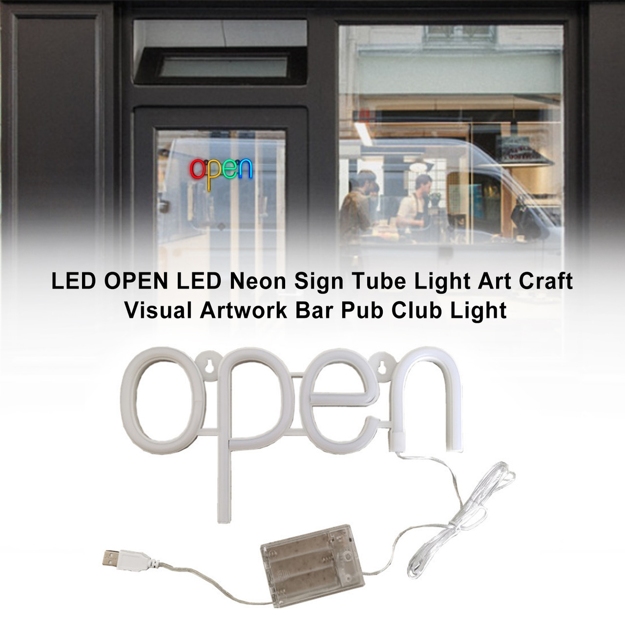 LED OPEN LED Neon Sign Tube Light Art Craft Visual Artwork Bar Pub Club Light
