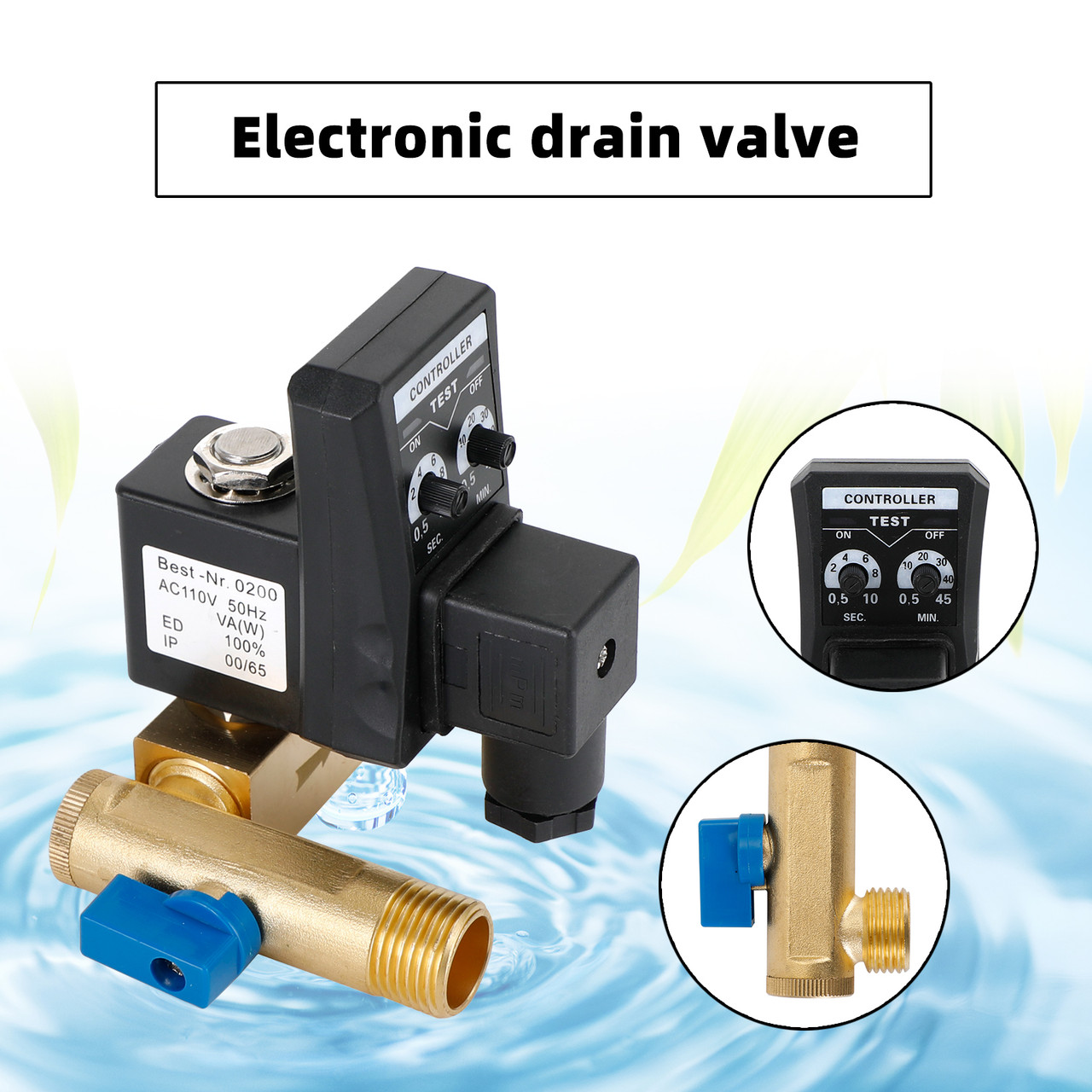 AC 110V 1/2" Automatic Electronic Timed Air Compressor Auto Drain Valve