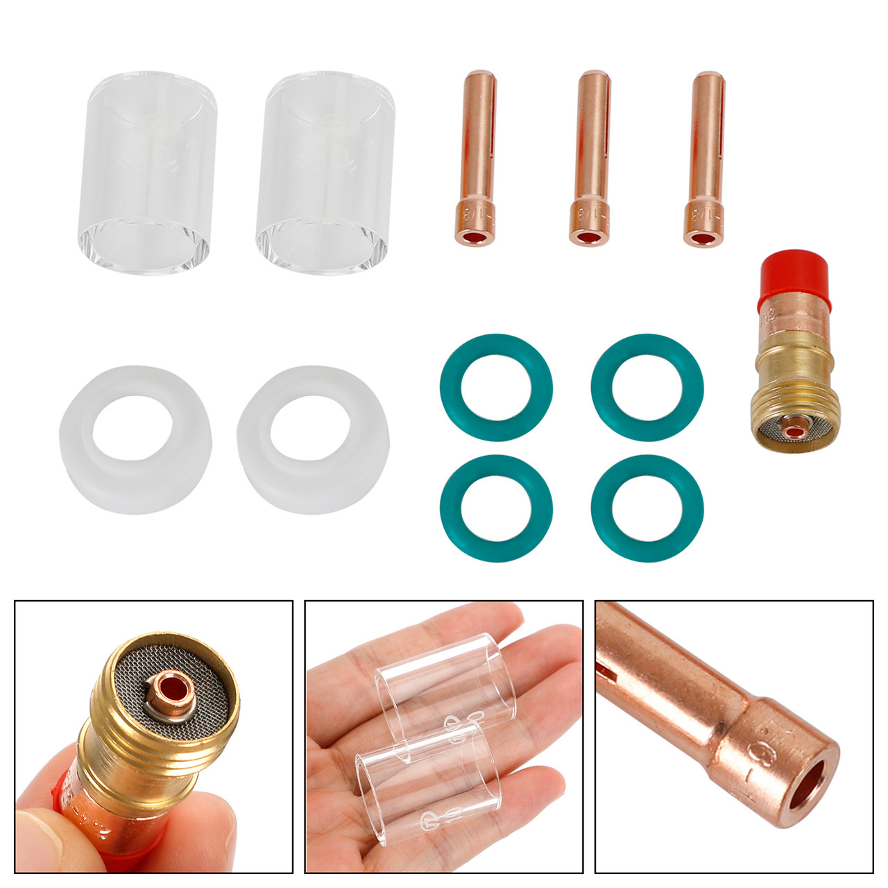 12Pcs Pyrex Glass Cup Tig Welding Torch Accessories Kit For Wp-17/18/26