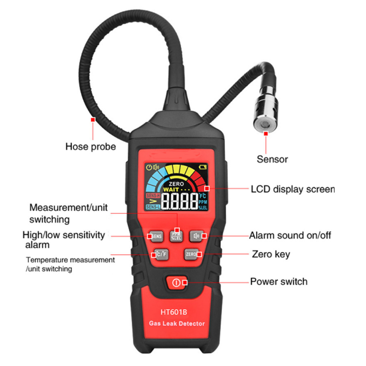 Gas Leak Detector Portable Combustible Gas Detector LCD Tester Visual Leakage