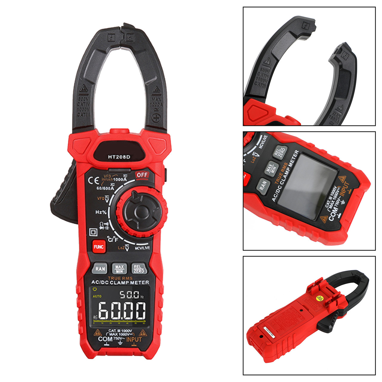 HT208D Digital Clamp Meter AC DC 6000 Counts Ture RMS Multimeter Tester