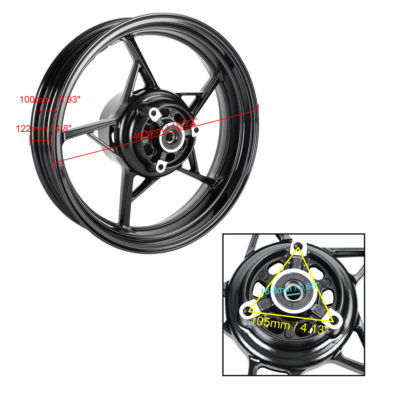 Black Rear Wheel Back Rim For Kawasaki Z400 EX400 Ninja 400 ABS 2018-2022