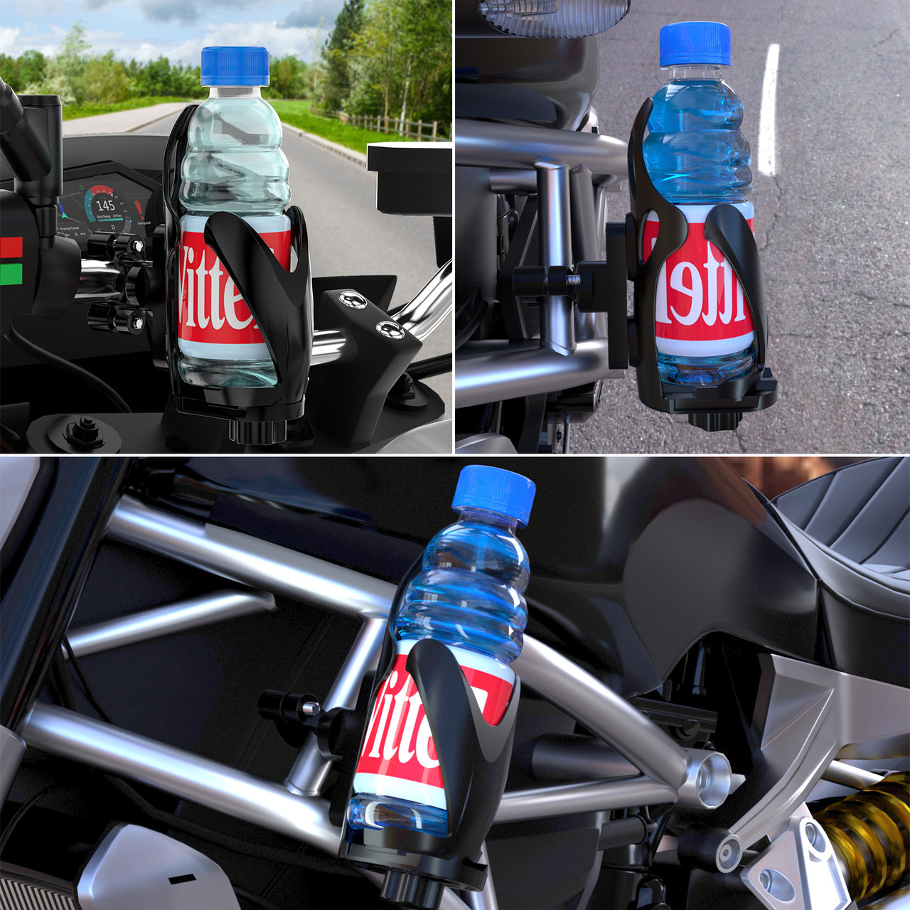 Cup Holder Beverage Water Bottle Cage Mount Handlebar Black A For Motorbike Atv