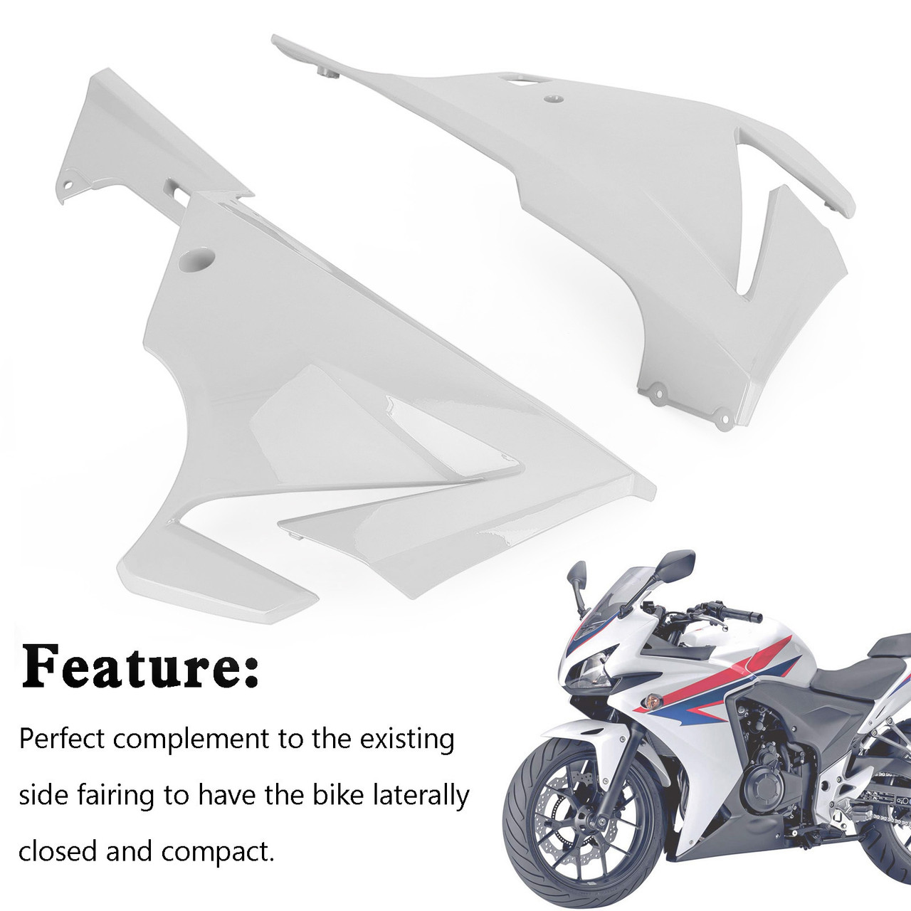Side frame Panel Cover Fairing Cowl for Honda CBR500R 2019-2021 White