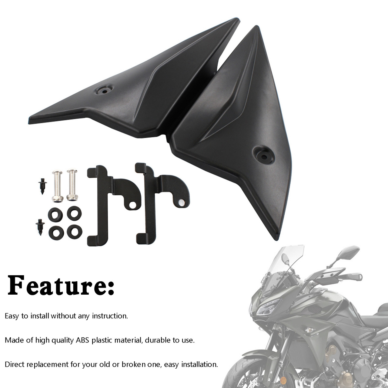 ABS Plastic Side Panels Cover Fairing Cowl For Yamaha MT-09 FZ09 2014-2021 Black