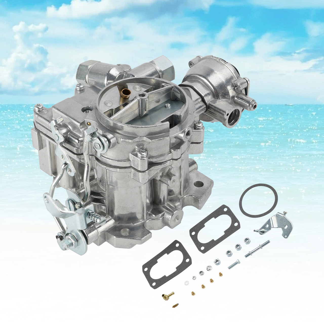 Carburetor Carb fit for Marine Mercruiser 2 Barrel 3.0L 2 CYL with a Long Linkage