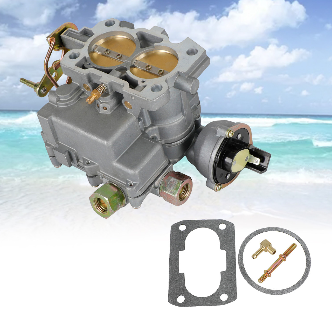 Carburetor Carb fit for Marine Mercruiser 2 Barrel 3.0L 2 CYL with a Long Linkage