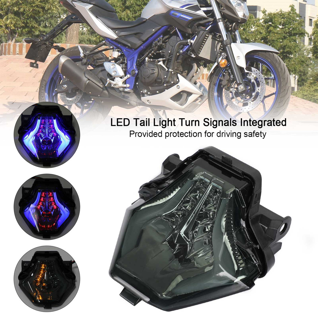 Tail Light Turn Signals Integrated For YAMAHA YZF R25/R3 MT 03/07/25 FZ 07 Blue