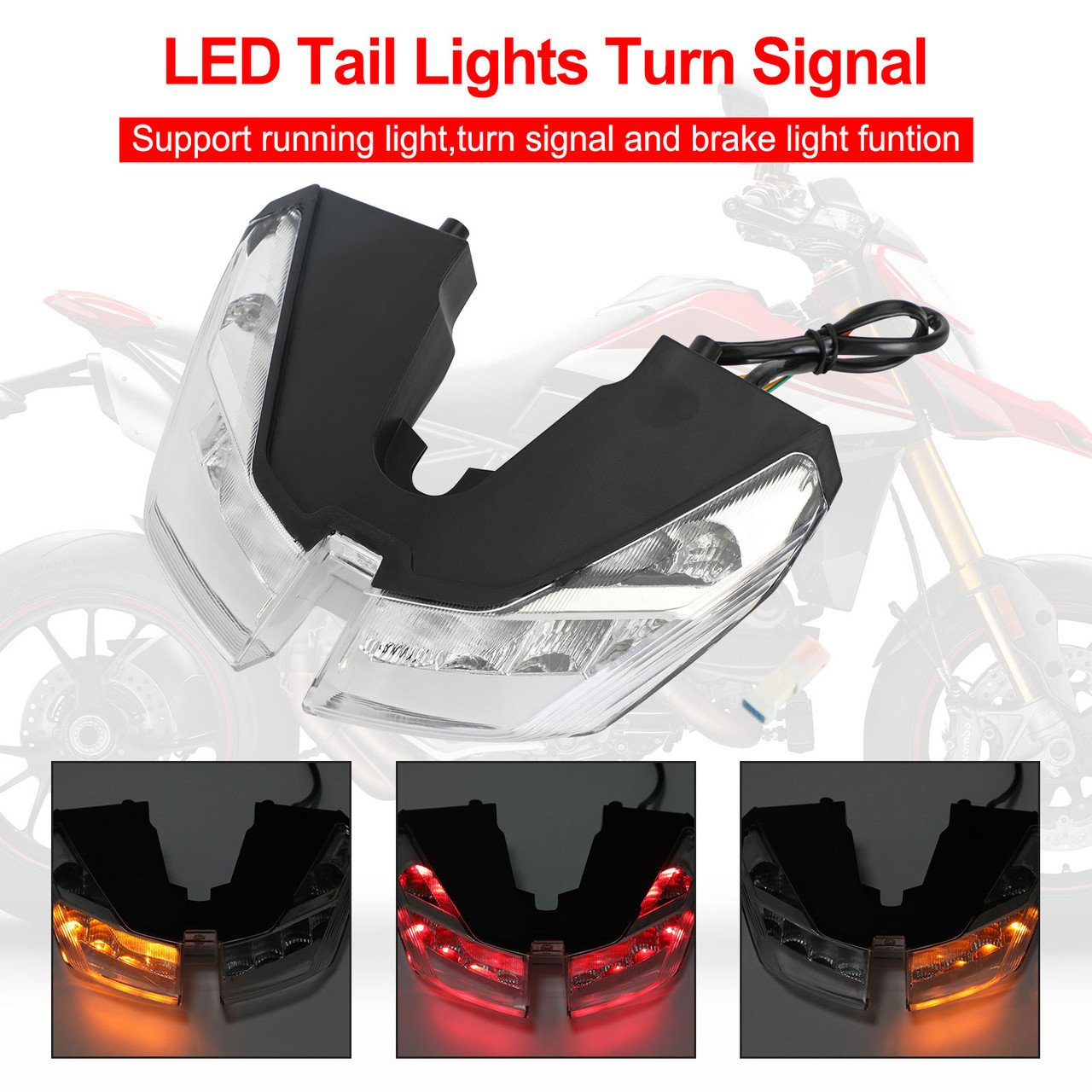 Tail Lights Turn Signal For DUCATI HYPERMOTARD 821 939 950 SP 2012-2021 Clear