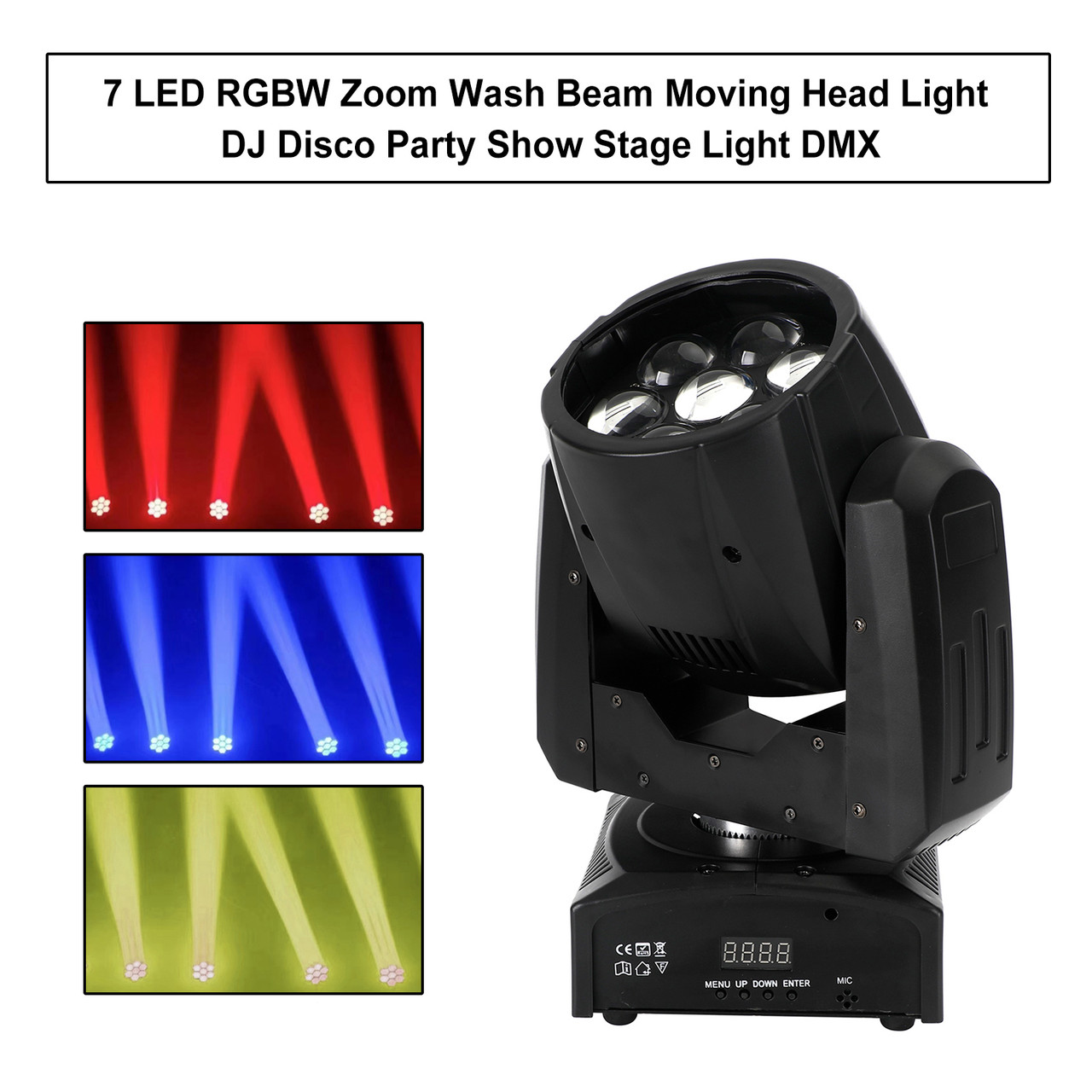 7 LED RGBW Zoom Wash Beam Moving Head Light DJ Disco Party Show Stage Light DMX