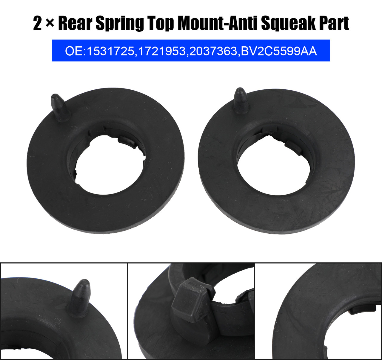 2PCS Rear Spring Top Mount-Anti Squeak Part for Ford Fiesta Mk7 09-17 1531725