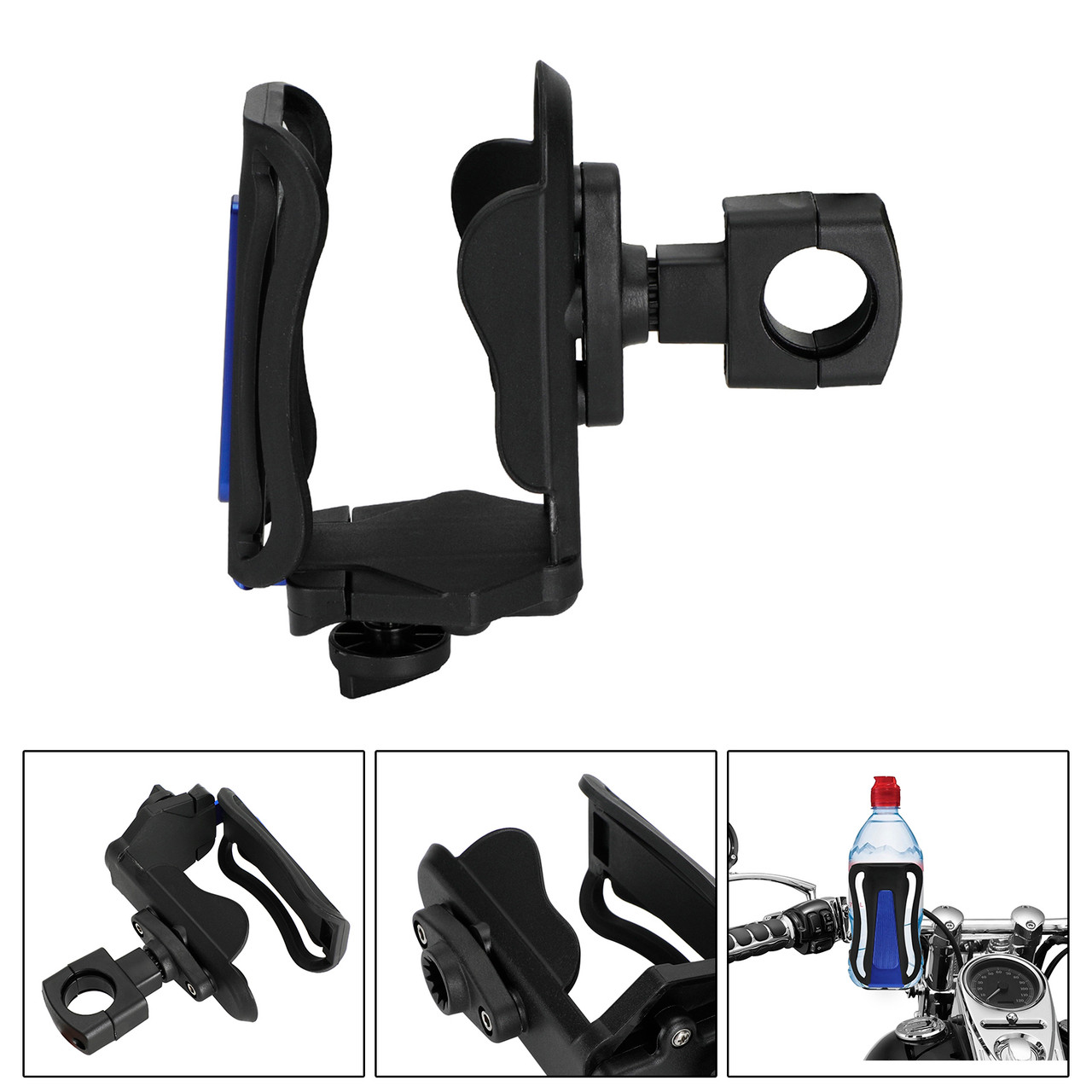 25MM Cup Holder Beverage Water Bottle Cage Mount Handlebar For Motorbike Blue