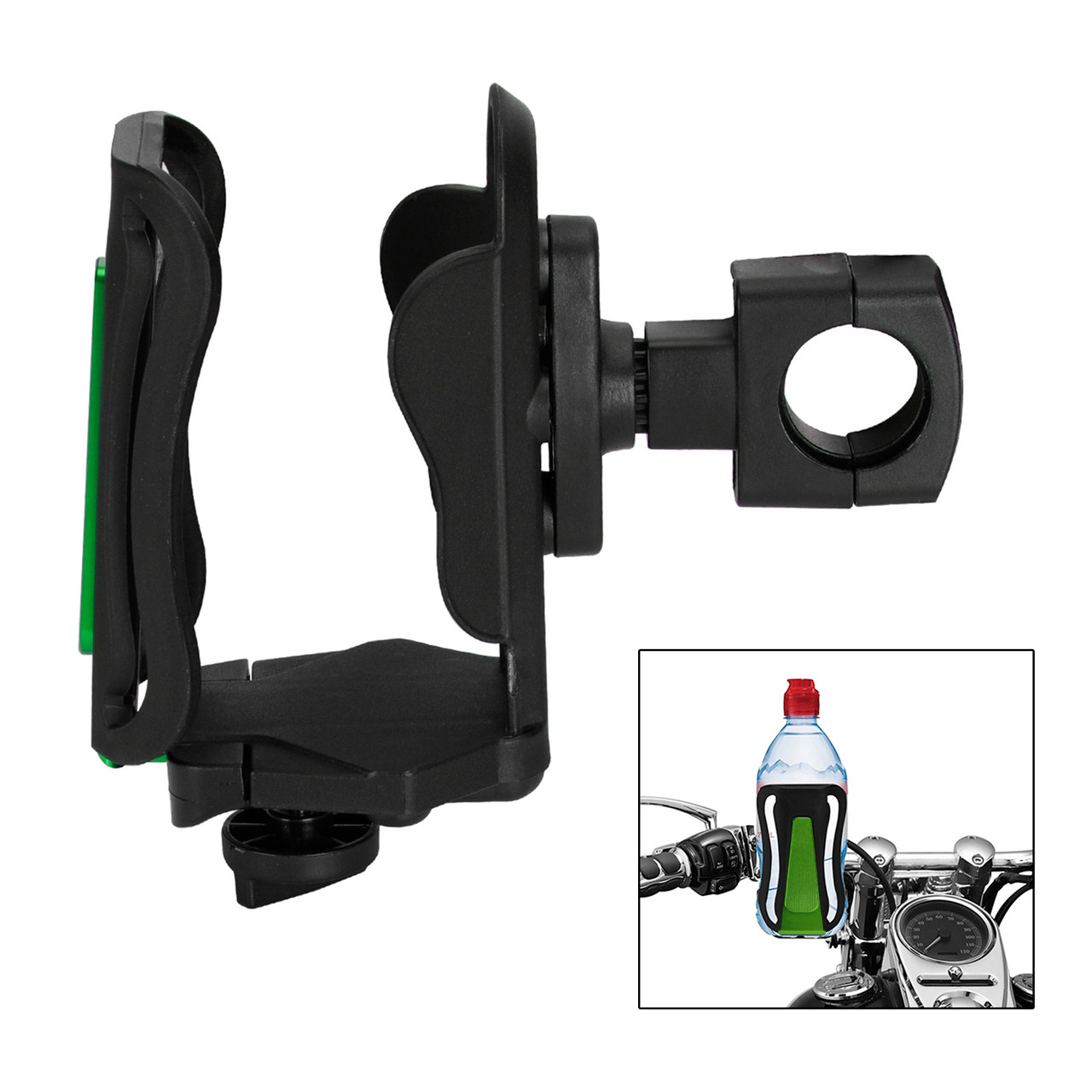 25MM Cup Holder Beverage Water Bottle Cage Mount Handlebar For Motorbike Green