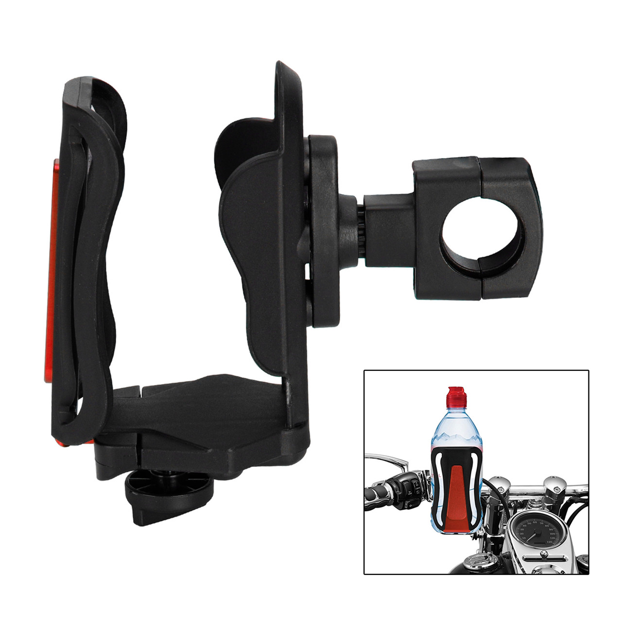 25MM Cup Holder Beverage Water Bottle Cage Mount Handlebar For Motorbike Red