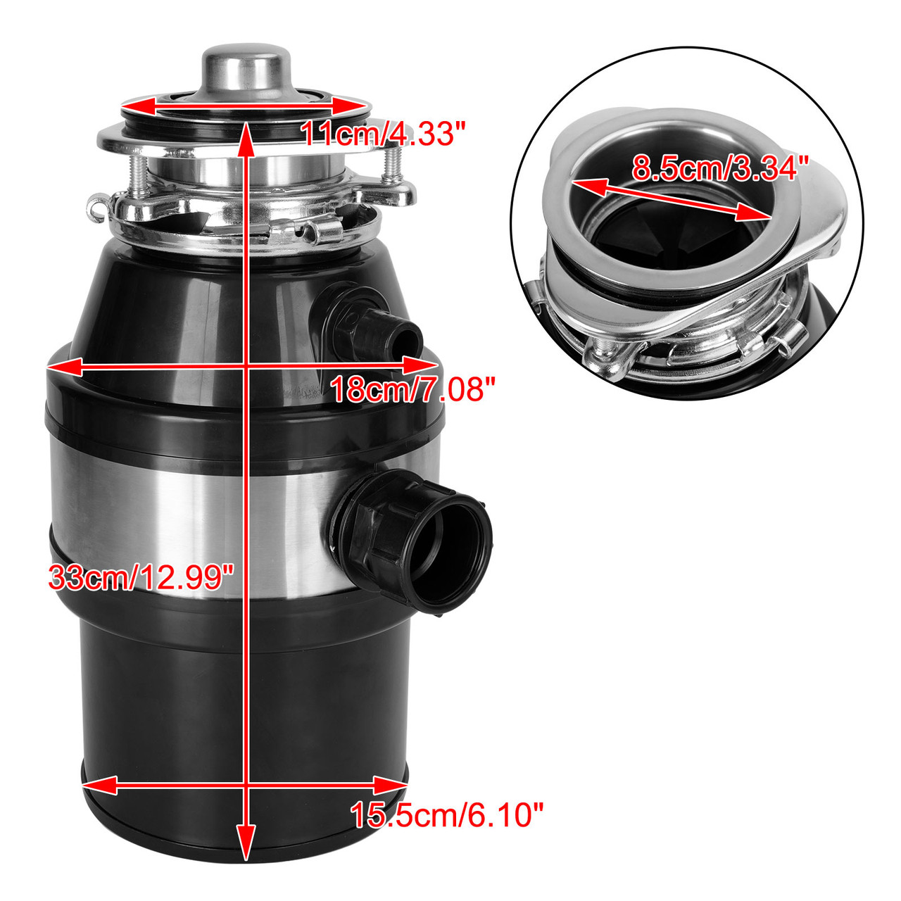 Garbage Disposal 3/4 HP 2800 RPM Under Sink Kitchen Food