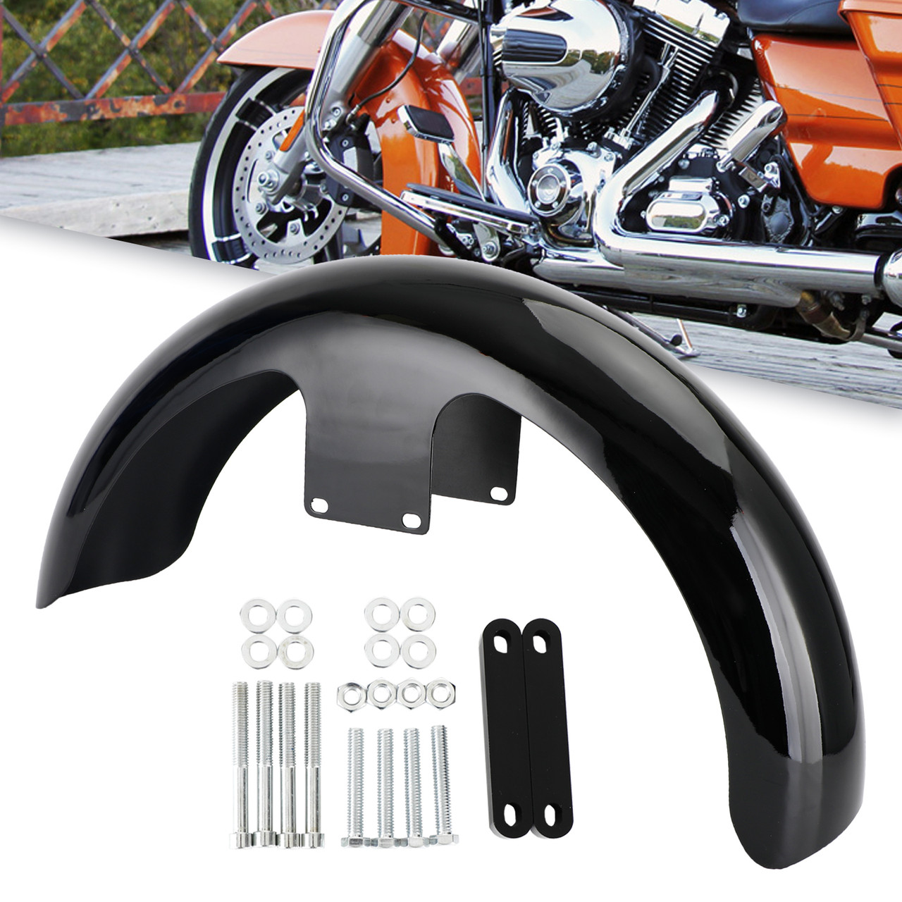 21 Wrap Front Fender for Harley Touring Electra Street Road Glide Baggers Black