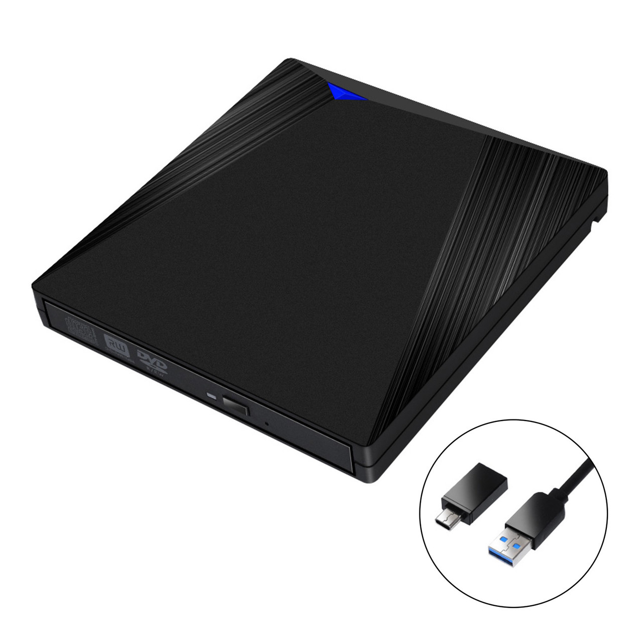 External Cd Dvd Drive Player Recorder Type-C/Usb3.0 Drive Burner Blk Pc