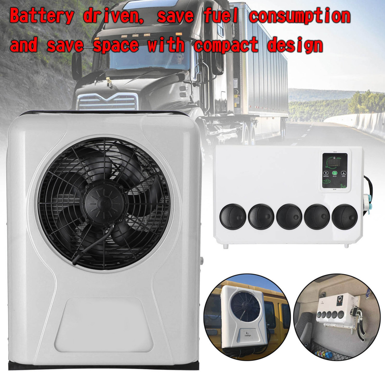 12V 12000 BTU Truck Cab RV Air Conditioner Split AC Fits Semi Trucks Bus Caravan