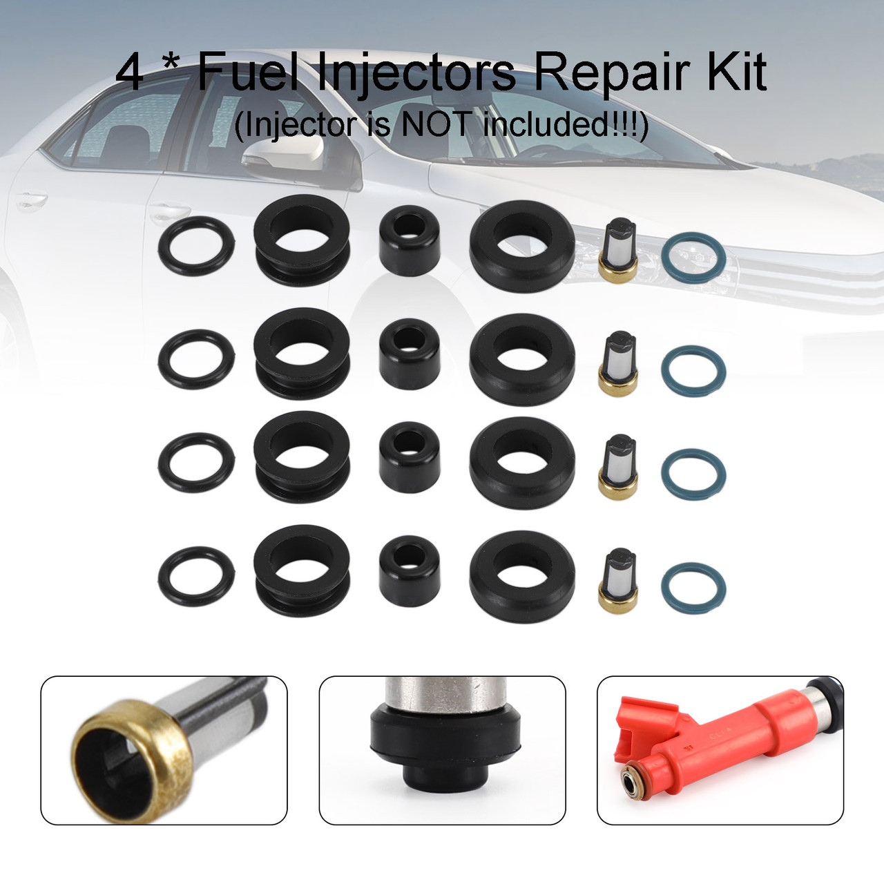 4PCS Fuel Injectors Repair Seal Kit 1001-87F90 fit Toyota Corolla 1.8L fit Lotus