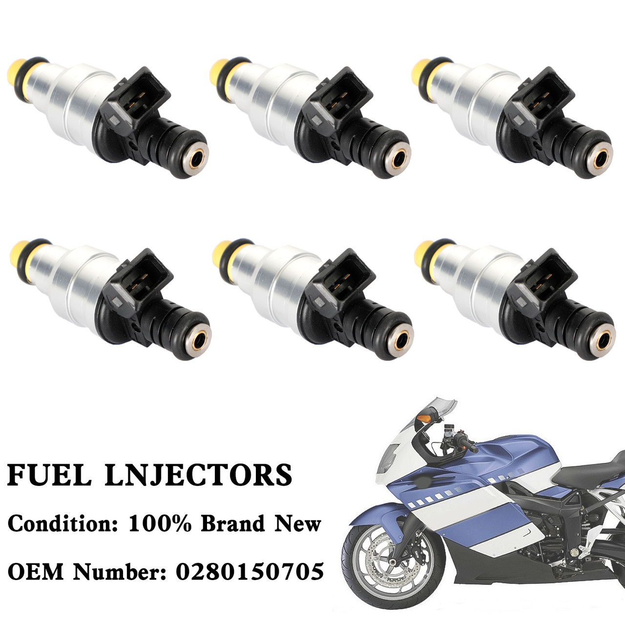 6PCS Motorcycle Fuel Injector 0280150705 For BMW K1 K100 K1100 K1200 RS LT GT