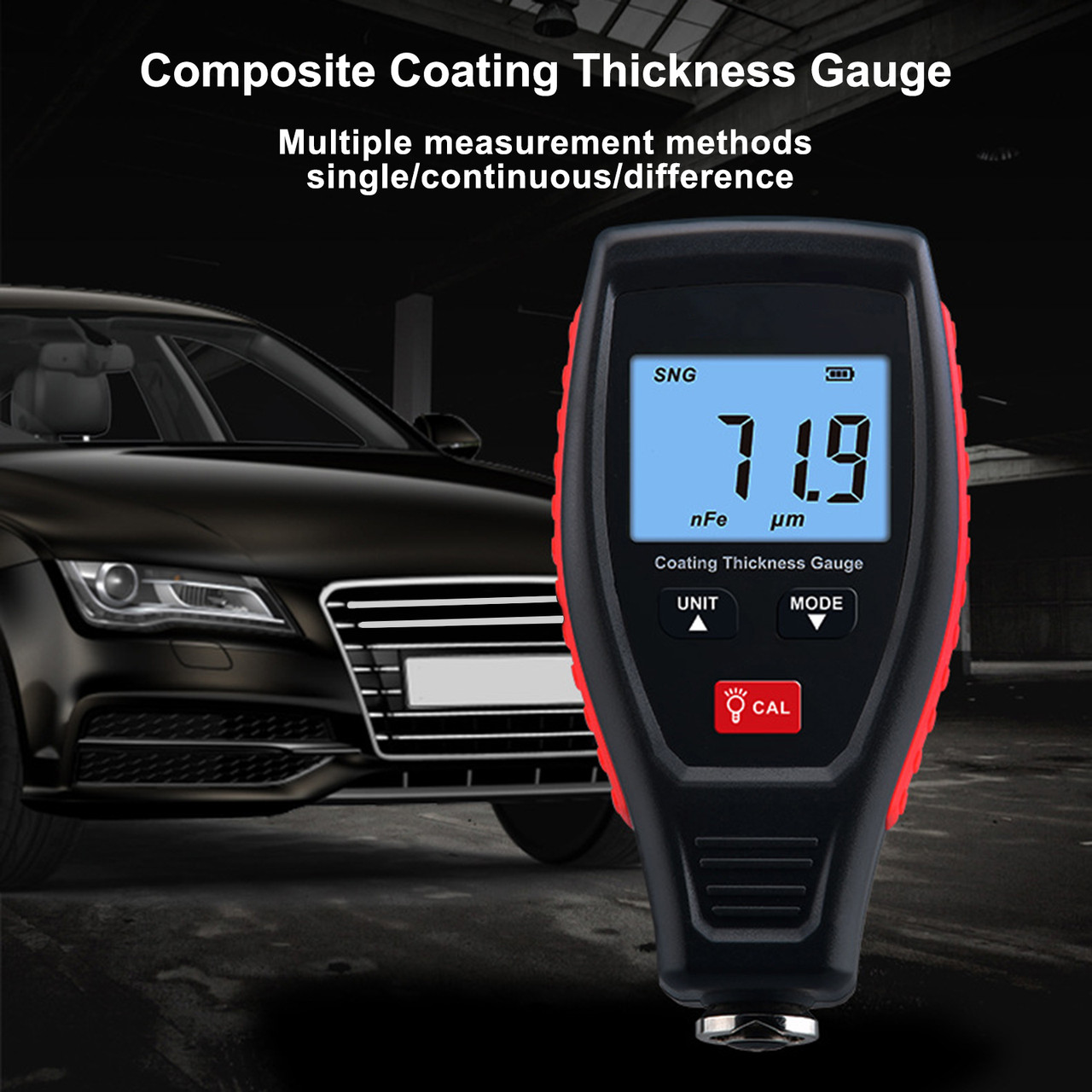 Digital Car Paint Coating Thickness Tester Depth Gauge Meter Measuring 0-1800um